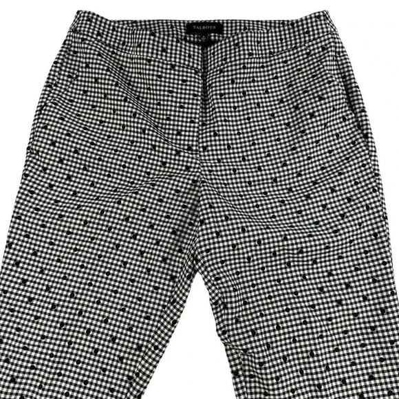 Talbots Women 8 Gingham Plaid Black White Polka Dot Wool Blend Ribbon Detail Car - Picture 9 of 16